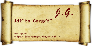 Jóba Gergő névjegykártya